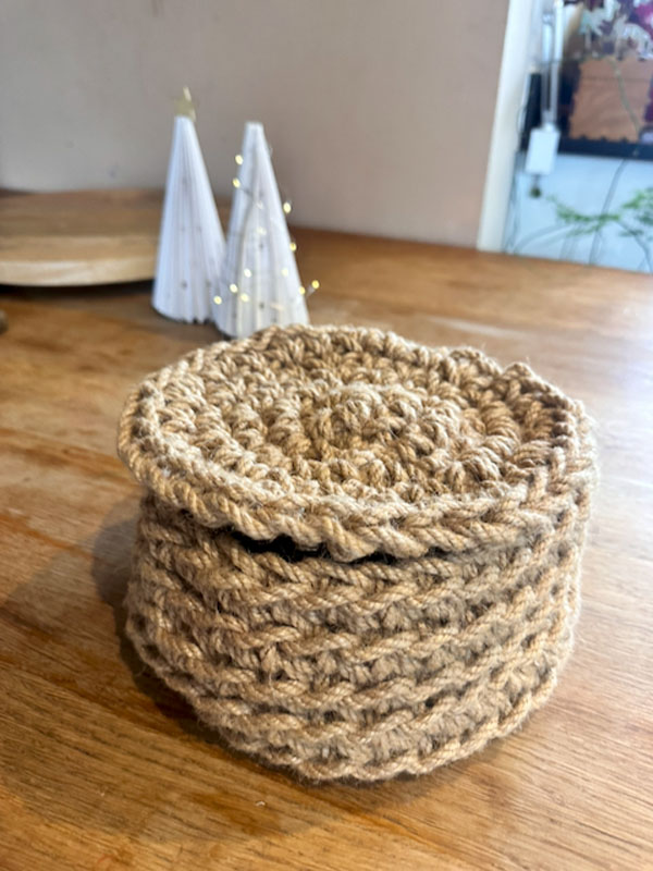 A jute crocheted coaster